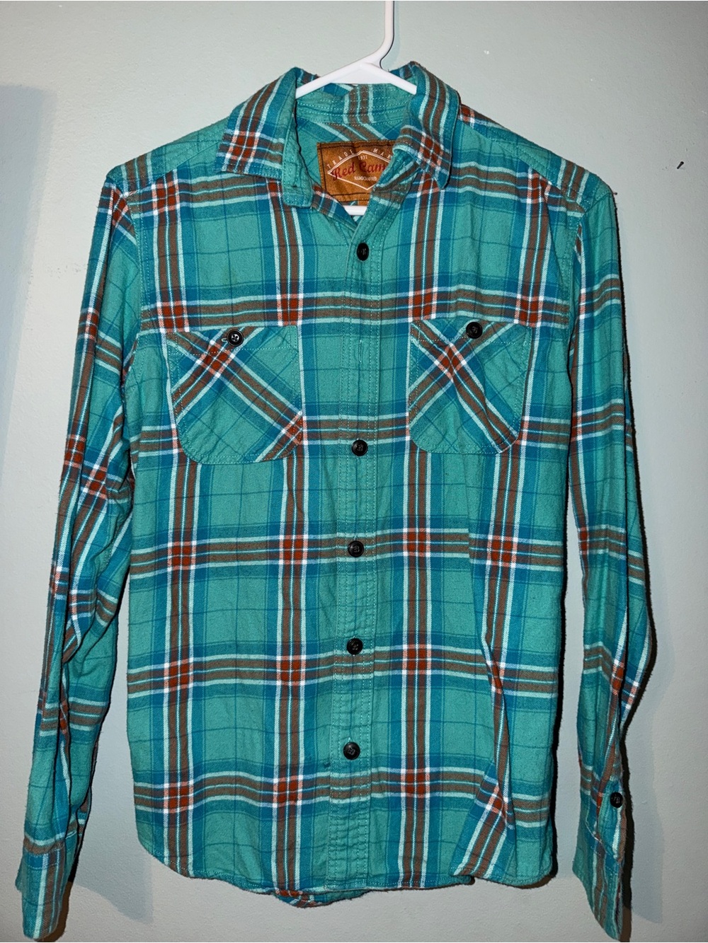 Red Camel Teal Plaid Button-Down Shirt
